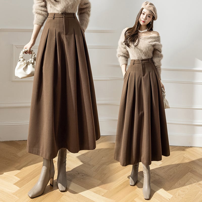 Women's High Waist A-Line Long Swing Skirt